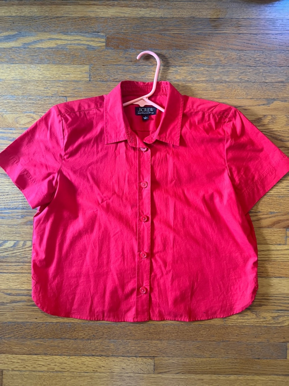 J. Crew Bright Red Short Sleeve Button-Up Shirt